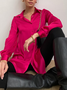 Chemises Femmes Décontracté Plain Printemps / Automne Polyester Coupe Régulière Manches Longues Régulier Droit Col de Chemise