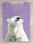 T-shirts Décontracté Imprimé d'Animal Été Coton Quotidien Ample Manches Courtes Régulier Élasticité moyenne pour Femmes