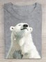 T-shirts Décontracté Imprimé d'Animal Été Coton Quotidien Ample Manches Courtes Régulier Élasticité moyenne pour Femmes