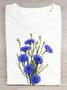 T-shirts Femmes Décontracté Floral Été Coton Quotidien Manches Courtes Régulier Élasticité moyenne Oui