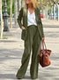 Deux Pièces Ensembles Femmes Décontracté Plain Printemps / Automne Polyester Naturel Micro-élasticité Manches Longues Droit Régulier