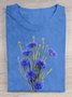 T-shirts Femmes Décontracté Floral Été Coton Quotidien Manches Courtes Régulier Élasticité moyenne Oui