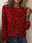 T-shirts Femmes Décontracté Floral Printemps / Automne Imprimé Micro-élasticité Quotidien Manches Longues Col Rond Régulier