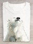 T-shirts Décontracté Imprimé d'Animal Été Coton Quotidien Ample Manches Courtes Régulier Élasticité moyenne pour Femmes