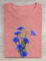 T-shirts Femmes Décontracté Floral Été Coton Quotidien Manches Courtes Régulier Élasticité moyenne Oui