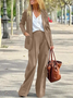 Deux Pièces Ensembles Femmes Décontracté Plain Printemps / Automne Polyester Naturel Micro-élasticité Manches Longues Droit Régulier