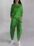Deux Pièces Ensembles Décontracté Plain Printemps / Automne Coton Micro-élasticité Quotidien Ample Manches Longues Col Rond pour Femmes