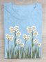 T-shirts Décontracté Floral Été Coton Quotidien Col Rond Droit Régulier Oui pour Femmes