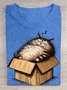 T-shirts Femmes Décontracté Été Chat Manches Courtes Col Rond Droit Régulier Élasticité moyenne Oui