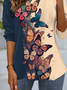 T-shirts Femmes Décontracté Papillon Printemps / Automne Ample Jersey Manches Longues Col Rond Régulier Non