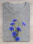 T-shirts Femmes Décontracté Floral Été Coton Quotidien Manches Courtes Régulier Élasticité moyenne Oui