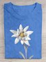 T-shirts Femmes Décontracté Floral Été Quotidien Ample Manches Courtes Col Rond Droit Oui