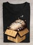 T-shirts Femmes Décontracté Été Chat Manches Courtes Col Rond Droit Régulier Élasticité moyenne Oui