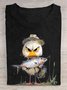 T-shirts Décontracté Été Poisson Coton Ample Manches Courtes Régulier Droit Oui pour Femmes