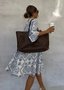 Femmes Ethnique Blanc Col V Confortable Robe de Longueur Au Genou Décontracté