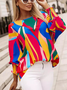 Chemisiers1 Femmes Géométrique Décontracté Printemps / Automne Polyester Quotidien Ample Manches Longues Droit Régulier