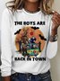 T-shirts Décontracté Printemps / Automne Imprimé de Lettre Motif Micro-élasticité Coupe Régulière Manches Longues Col Rond Droit Régulier pour Femmes
