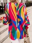 Chemisiers1 Femmes Géométrique Décontracté Printemps / Automne Polyester Quotidien Ample Manches Longues Droit Régulier