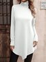T-shirts Femmes Décontracté Plain Printemps / Automne Quotidien Manches Longues Mi-long Droit Régulier Élasticité moyenne