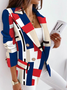Micro-élasticité à Col Revers Manches Longues Régulier Floral Blazer pour Femmes