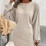 Femmes Plain Gris Col Rond Confortable Robe Maxi Décontracté
