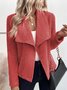 Micro-élasticité Manches Longues Régulier Plain Blouson Zip pour Femmes
