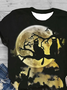 T-shirts Décontracté Été Lune Micro-élasticité Ample Manches Courtes Régulier Droit Régulier pour Femmes