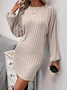 Femmes Plain Gris Col Rond Confortable Robe Maxi Décontracté