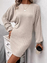 Femmes Plain Gris Col Rond Confortable Robe Maxi Décontracté