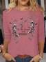 T-shirts Décontracté Printemps / Automne Toussaint Micro-élasticité Ample Jersey Manches trois quarts Droit Régulier pour Femmes