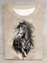 T-shirts Femmes Décontracté Été cheval Jersey Manches Courtes Col Rond Régulier Droit Régulier