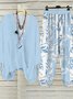 Deux Pièces Ensembles Décontracté Floral Printemps / Automne Polyester Col V Quotidien Manches trois quarts Droit Régulier pour Femmes