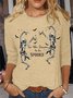 T-shirts Décontracté Printemps / Automne Toussaint Micro-élasticité Ample Jersey Manches trois quarts Droit Régulier pour Femmes