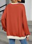 Sweat-shirts Décontracté Printemps / Automne Contrasté Couture Col V Joint Fendu Poids lourd Quotidien Ample en Mélangé de Coton pour Femmes