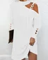 Femmes Plain Noir Col Rond Confortable Boucle Mini Robe Décontracté