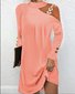 Femmes Plain Noir Col Rond Confortable Boucle Mini Robe Décontracté