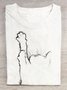 T-shirts Décontracté Été Chat Coton Ample Manches Courtes Régulier Élasticité moyenne Oui pour Femmes