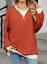 Sweat-shirts Décontracté Printemps / Automne Contrasté Couture Col V Joint Fendu Poids lourd Quotidien Ample en Mélangé de Coton pour Femmes