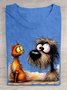 T-shirts Femmes Décontracté Été Chien Coton Ample Manches Courtes Col Rond Régulier Élasticité moyenne