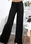 Pantalons Décontracté Plain Printemps / Automne Ample Jersey Pantalons à Jambe Large Long Droit Régulier pour Femmes