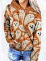 Sweat-shirts Femmes Décontracté Printemps / Automne Toussaint Polyester Sweat-shirt à Capuche Ample Manches Longues Droit Régulier