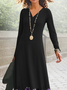 Femmes Floral Noir Col V Confortable Robe Maxi Décontracté