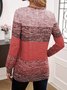T-shirts Décontracté Bloc de Couleur Printemps / Automne Micro-élasticité Ample Entaillé Régulier Droit Régulier pour Femmes
