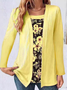 Chemisiers1 Femmes Décontracté Floral Printemps / Automne Ample Jersey Manches Longues Régulier Droit Régulier