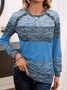 T-shirts Décontracté Bloc de Couleur Printemps / Automne Micro-élasticité Ample Entaillé Régulier Droit Régulier pour Femmes