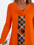 Chemisiers1 Décontracté Printemps / Automne Plaid Quotidien Ample Jersey Manches Longues Régulier Droit pour Femmes
