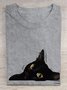 T-shirts Femmes Décontracté Été Chat Quotidien Col Rond Régulier Droit Élasticité moyenne Oui