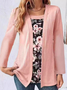 Chemisiers1 Femmes Décontracté Floral Printemps / Automne Ample Jersey Manches Longues Régulier Droit Régulier