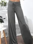 Pantalons Décontracté Plain Printemps / Automne Ample Jersey Pantalons à Jambe Large Long Droit Régulier pour Femmes