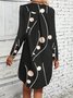 Femmes Pois Polka Noir Col V Confortable Mini Robe Décontracté
